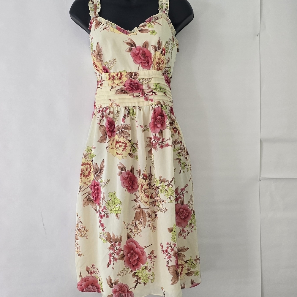 Scarlett Womens Dress Size 10 Floral Chiffon Rose Pink Ivory Sage